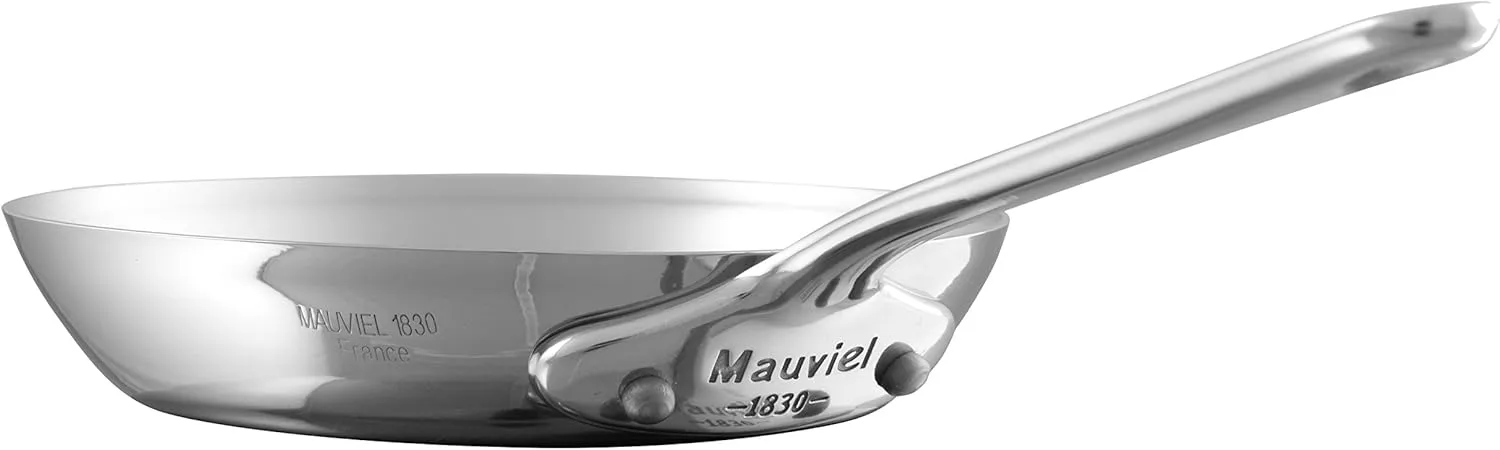 Mauviel M'Minis Stainless Steel Round Frying Pan With Cast Stainless Steel, 4.7-In, Made in France
