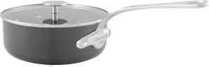 Mauviel M'Stone 3 Hard Anodized Nonstick Saute Pan With Glass Lid, And Cast Stainless Steel Handles, 3.7-qt, Made In France