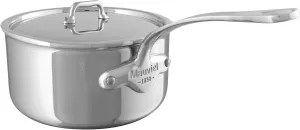 Mauviel M'Urban 4 Tri-Ply Polished Stainless Steel Sauce Pan With Lid And Cast Stainless Steel Handle, 3.4-Qt, Made In France