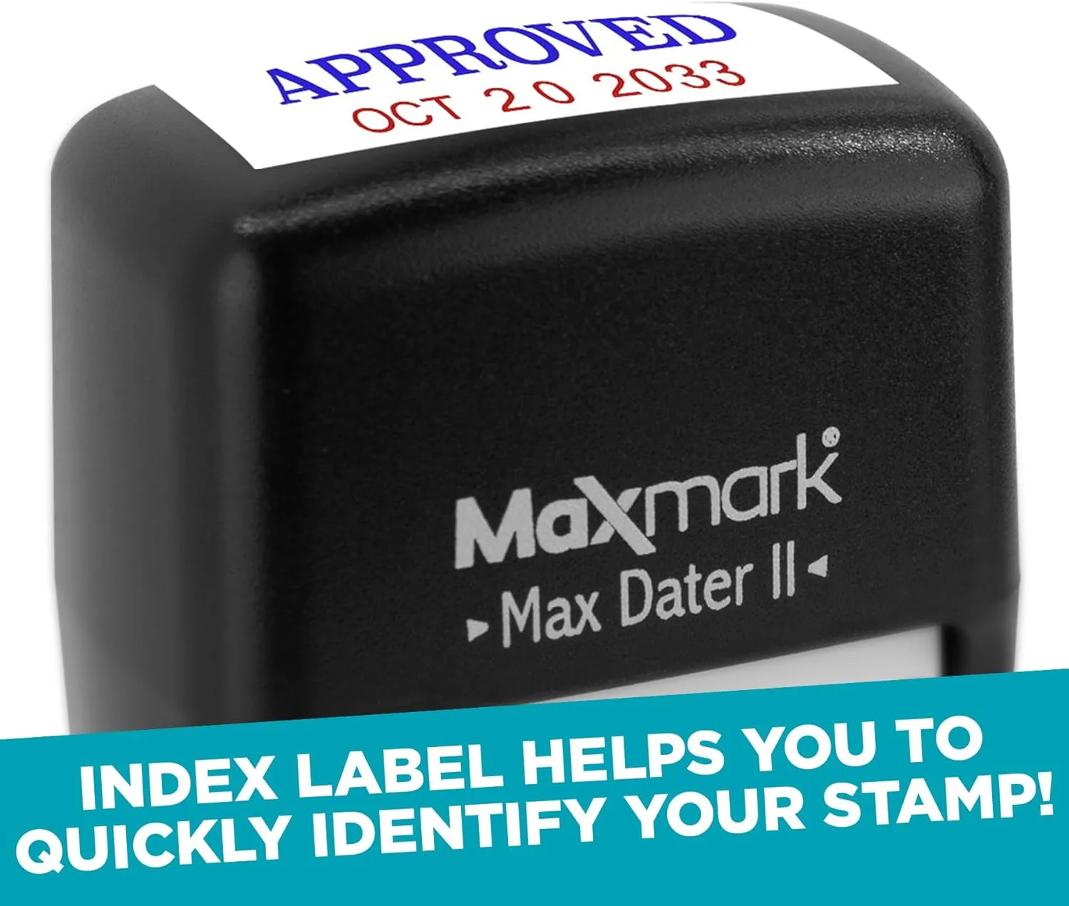 MaxMark Self-Inking Rubber Date Office Stamp with Paid Phrase & Date - RED Ink (Max Dater II), 12-Year Band