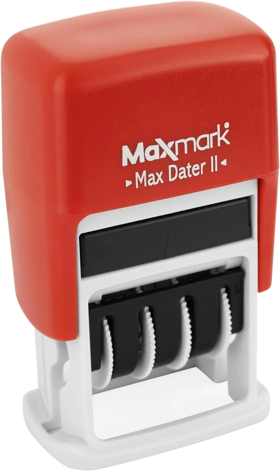MaxMark Self-Inking Rubber Date Office Stamp with Paid Phrase & Date - RED Ink (Max Dater II), 12-Year Band