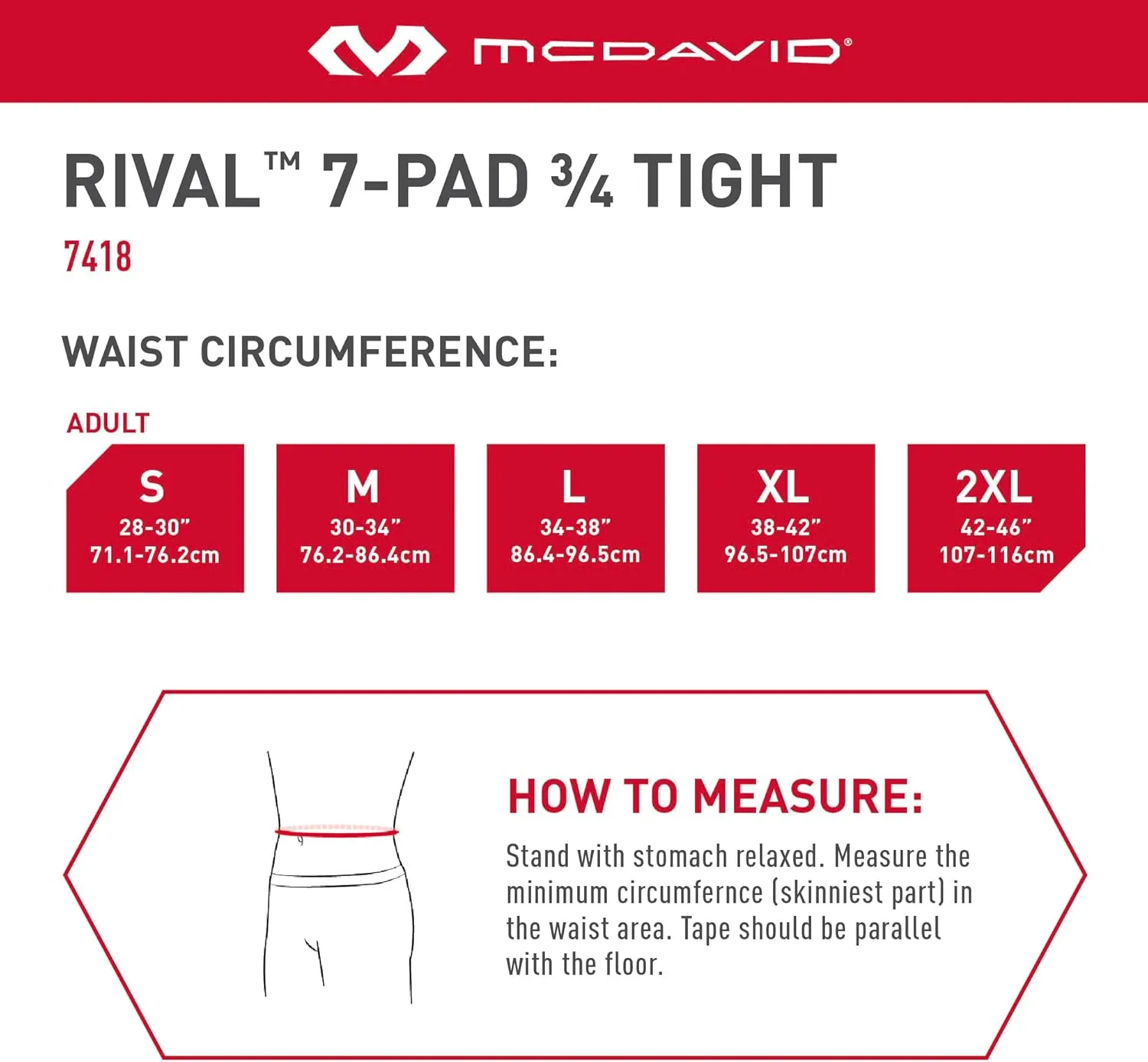 Mcdavid Mens Football Integrated 7 Pad ¾ Compression Tights, Protection for HIPS, Thighs, Tailbone & Knees, Adult