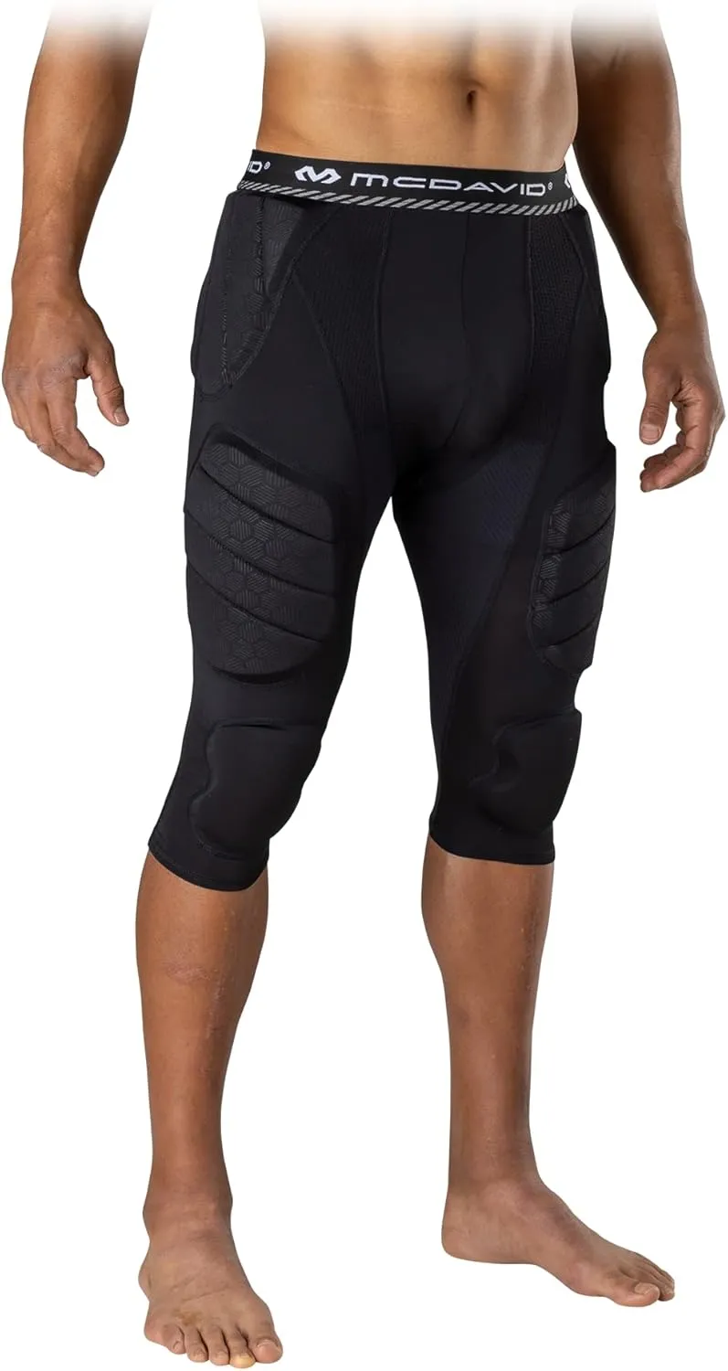 Mcdavid Mens Football Integrated 7 Pad ¾ Compression Tights, Protection for HIPS, Thighs, Tailbone & Knees, Adult