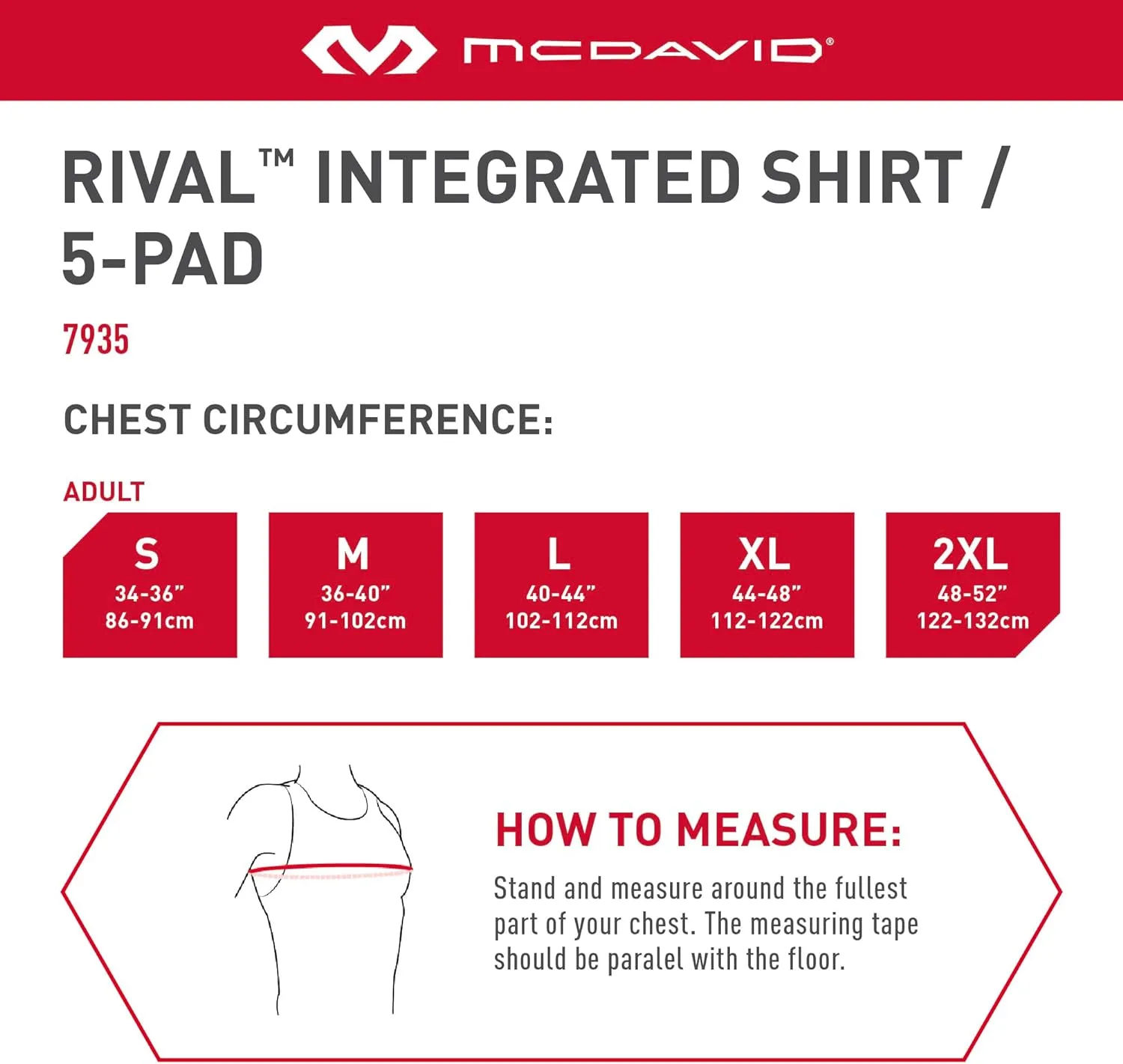 McDavid Mens Integrated 5-Pad Shirt, Comfort & Protection from Hard Objects, Lightweight & Breathable, Football & Lacrosse