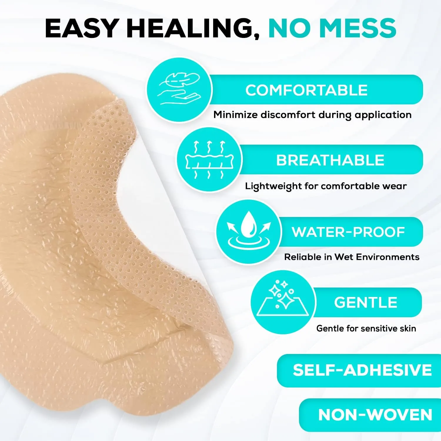MedVance TM Silicone - Sacral Bordered Silicone Adhesive Foam Wound Dressing, Bed Sore Treatment Bandage for Sacrum, Size 9"x 9" (6.1" Pad x 6.6" Pad), Box of 5 dressings