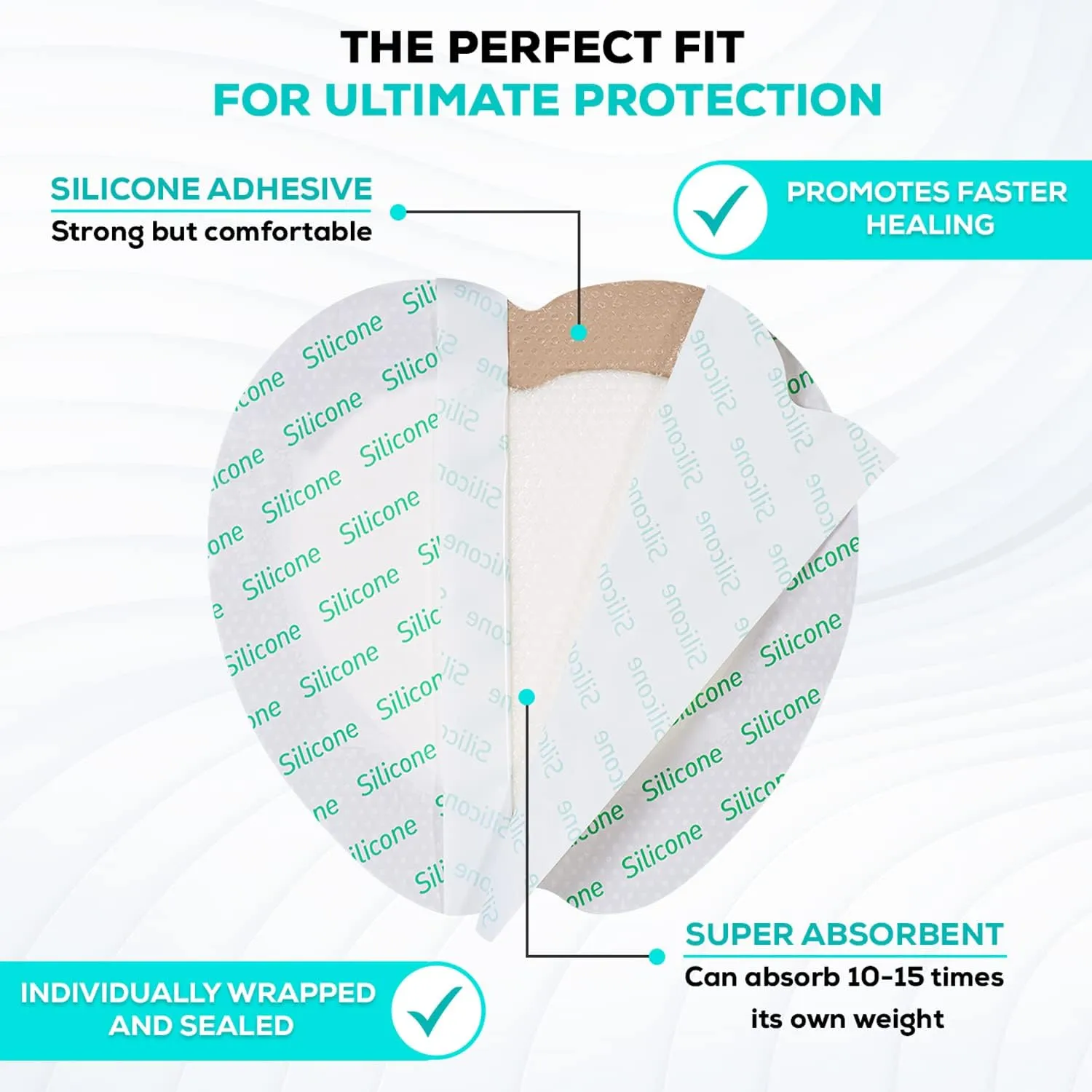 MedVance TM Silicone - Sacral Bordered Silicone Adhesive Foam Wound Dressing, Bed Sore Treatment Bandage for Sacrum, Size 9"x 9" (6.1" Pad x 6.6" Pad), Box of 5 dressings