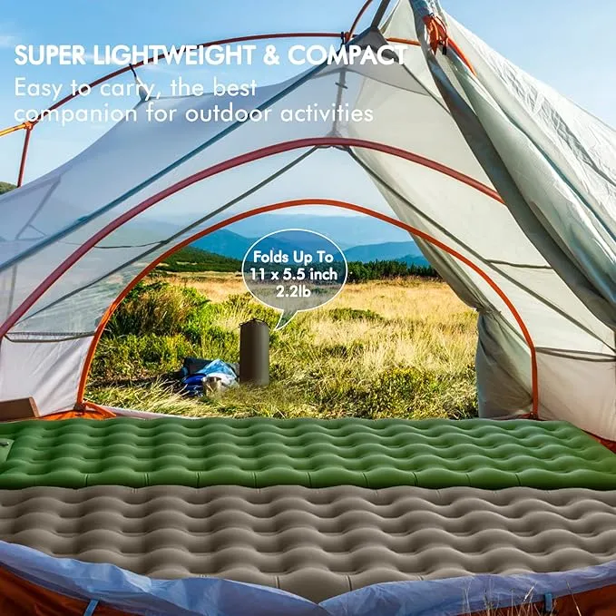 MEETPEAK Extra Thickness 5 inch Inflatable Sleeping Pad for Camping, Ultralight Compact Camping Sleeping Mat Built-in Pump, Portable Camping Air Mattress for Tent Hiking Backpacking Traveling