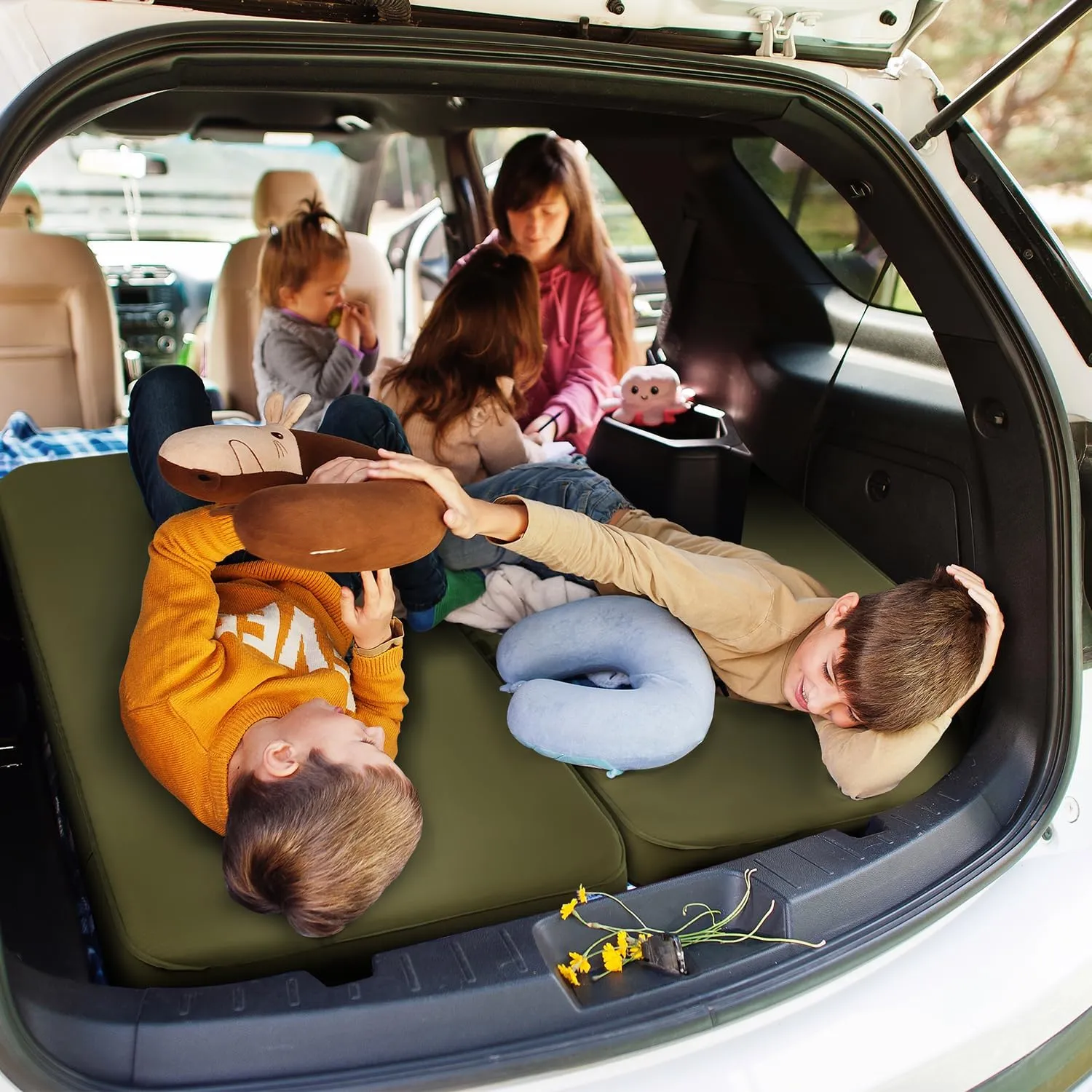 MELLCOM 4" Thick Self Inflating Sleeping Pad, Foam Camping Mattress with Storage Bag, 4-Season Outdoor Inflatable Camping Mat for Car Camping, Traveling, Tent, Green