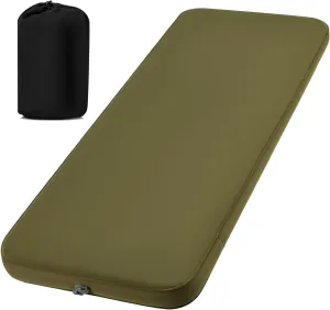 MELLCOM 4" Thick Self Inflating Sleeping Pad, Foam Camping Mattress with Storage Bag, 4-Season Outdoor Inflatable Camping Mat for Car Camping, Traveling, Tent, Green