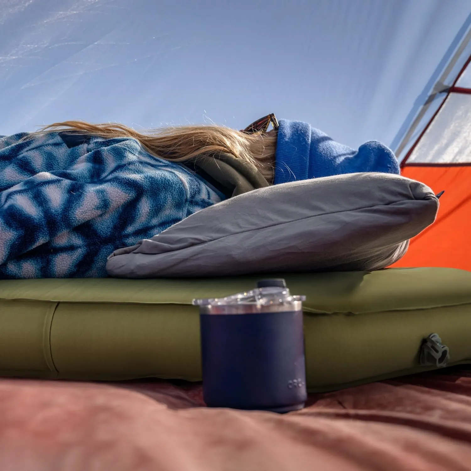 MELLCOM 4" Thick Self Inflating Sleeping Pad, Foam Camping Mattress with Storage Bag, 4-Season Outdoor Inflatable Camping Mat for Car Camping, Traveling, Tent, Green