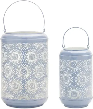 Melrose International Punched Metal Lantern Candle Holder (Set of 2)