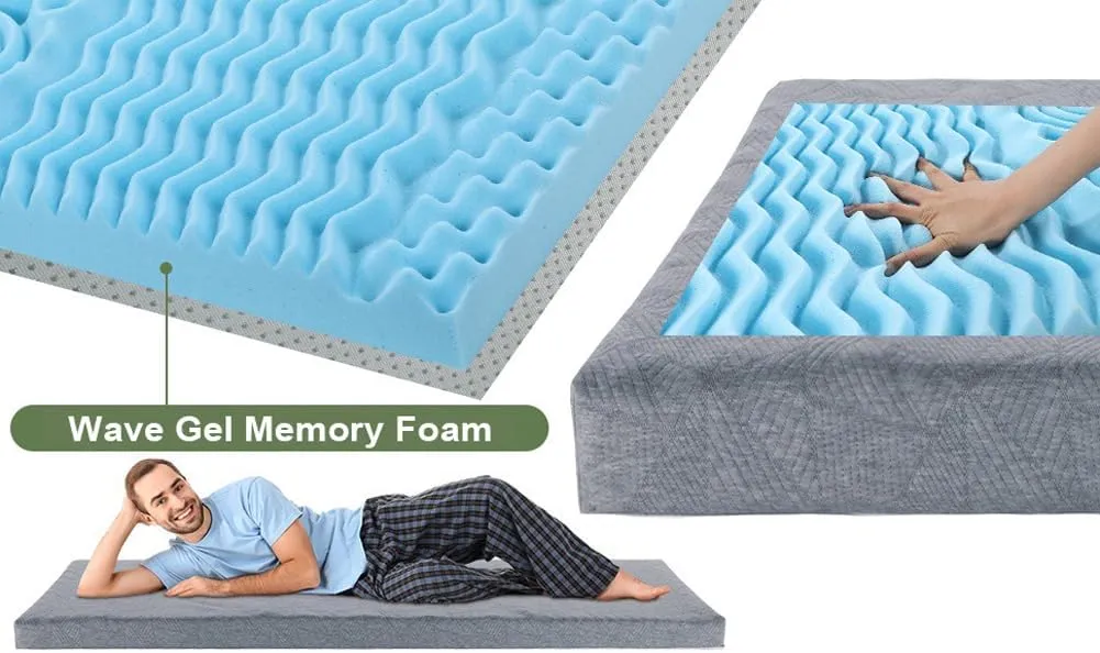 Memory Foam Camping Folding Mattress Pad,Outdoor Sleeping Mat Portable Roll Up Mattress for Adults,Cot/Twin Size Folding Mattress Floor Guest Bed for Travel Car Tent
