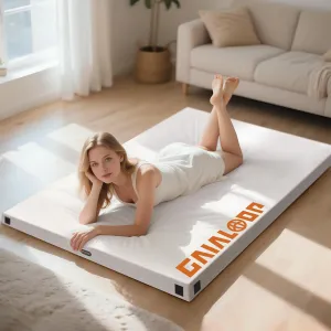 Memory Foam Camping Mattress Twin Size Pink and White Bundle
