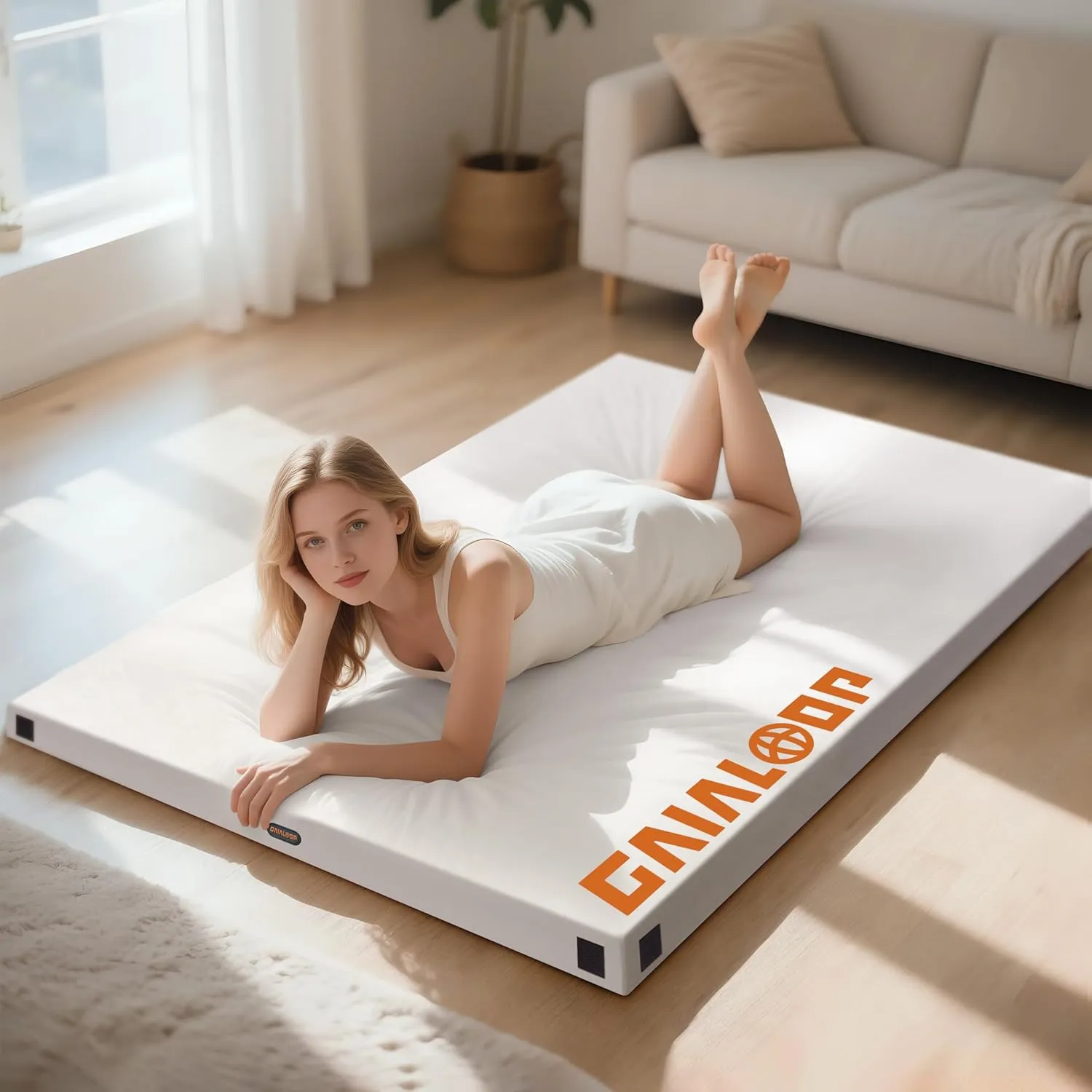 Memory Foam Camping Mattress Twin Size Pink and White Bundle