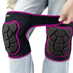 Mem/Women Cleaning Knee Pads, Waterproof Garden Knee Pad for Flooring, Flexible Soft Knee Protector for Outdoor/Indoors Work, Adjustable Safety Foam Pads for Yard Tile Construction, Rose Red L. (1 Pair)