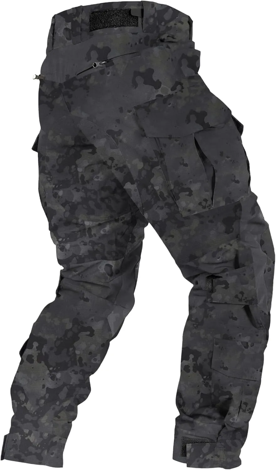 Men’s Tactical Pants with Knee Pads Camo Cargo Pants Waterproof Hiking Pants 10 Pockets No Belt