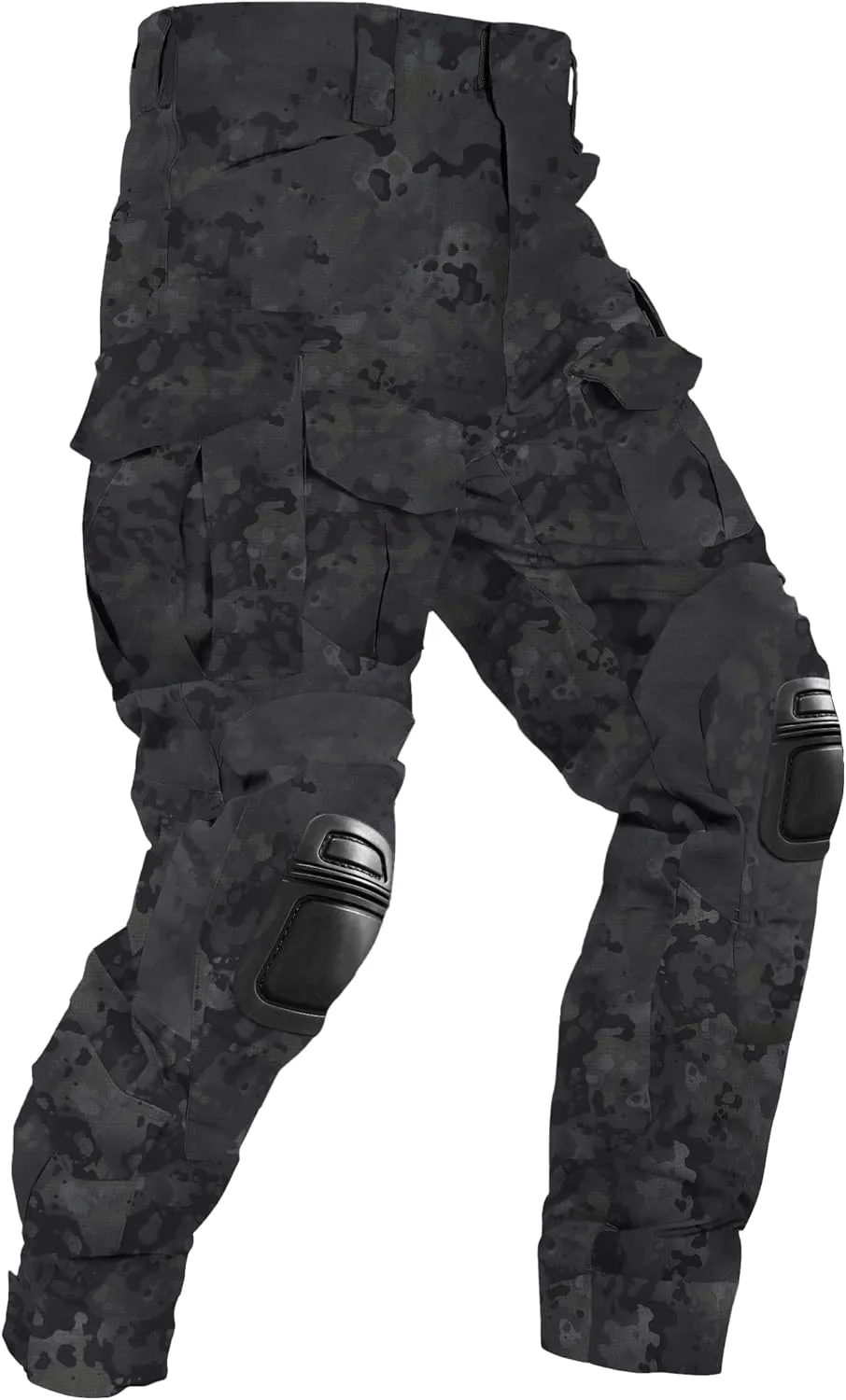 Men’s Tactical Pants with Knee Pads Camo Cargo Pants Waterproof Hiking Pants 10 Pockets No Belt