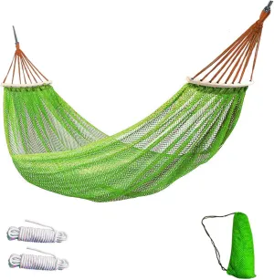 Mesh Hammock, Outdoor Camping Backpacking Rope Double Hammock, Patio Garden Balcony Porch Backyard Indoor Ice Mesh (Green, B)