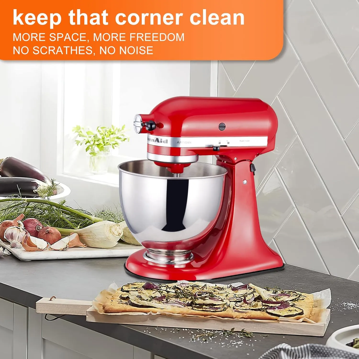 Metal Mixer Slider Mat, Kitchenaid Mixer Slider for Kitchenaid 4.5-5Qt Tilt-head Stand Mixer, Countertop Storage Mover Caddy Compatible with 4.5-5Qt Stand Mixer Artisan Classic, Kitchenaid Slider mat