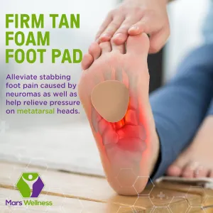 Metatarsal Firm Tan Foam Foot Pad - 1/4" Thick Foam Pad Cushions - 6 Pairs (12 Pieces)