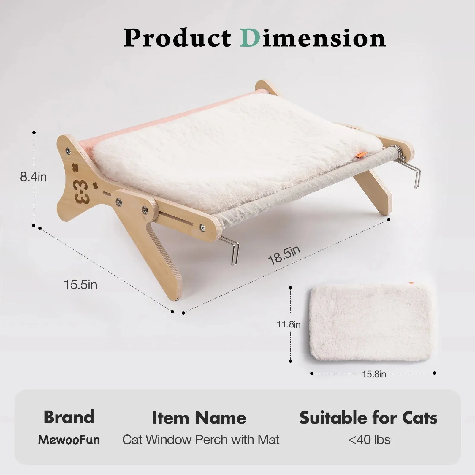 Mewoofun Adjustable Cat Window Perch