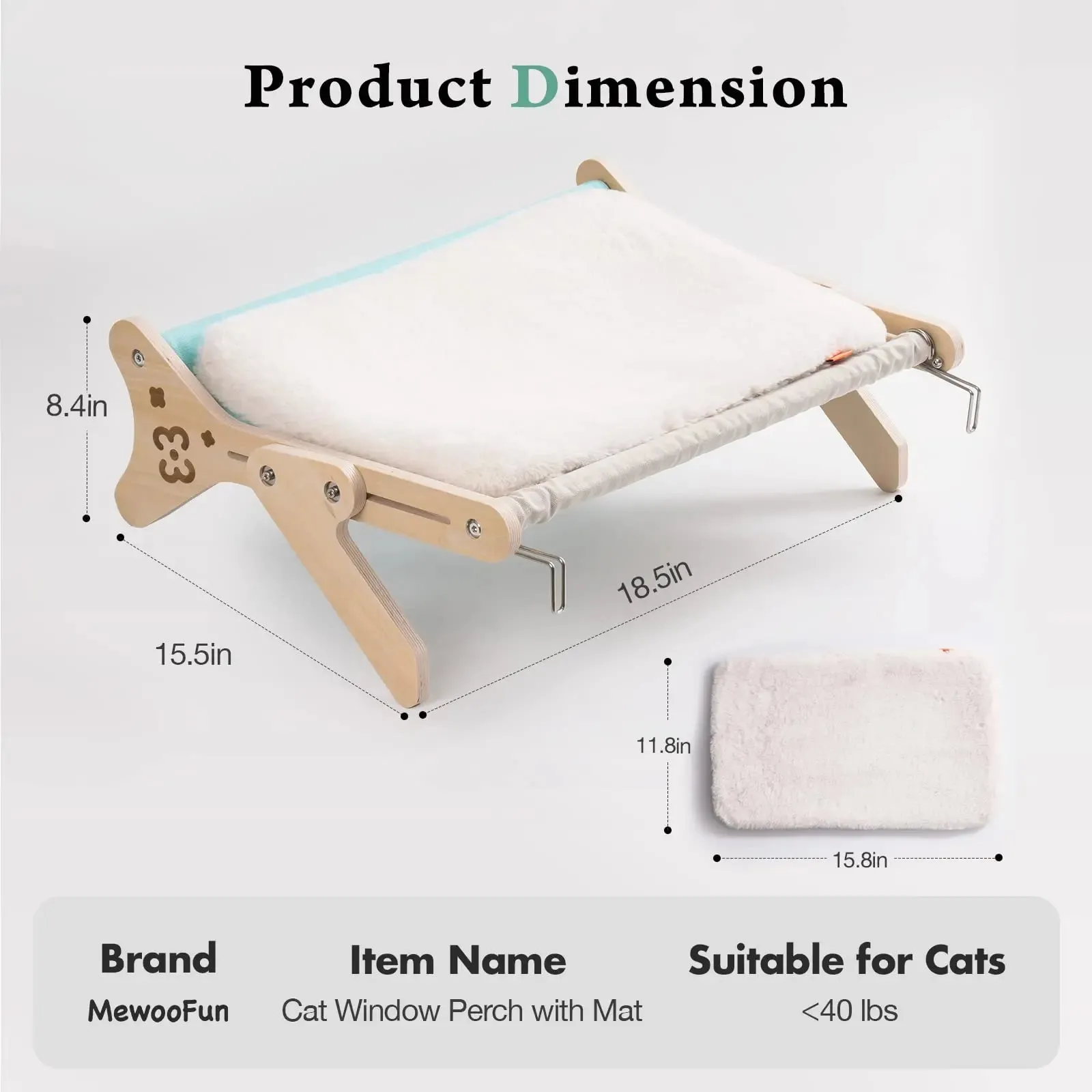 Mewoofun Adjustable Cat Window Perch