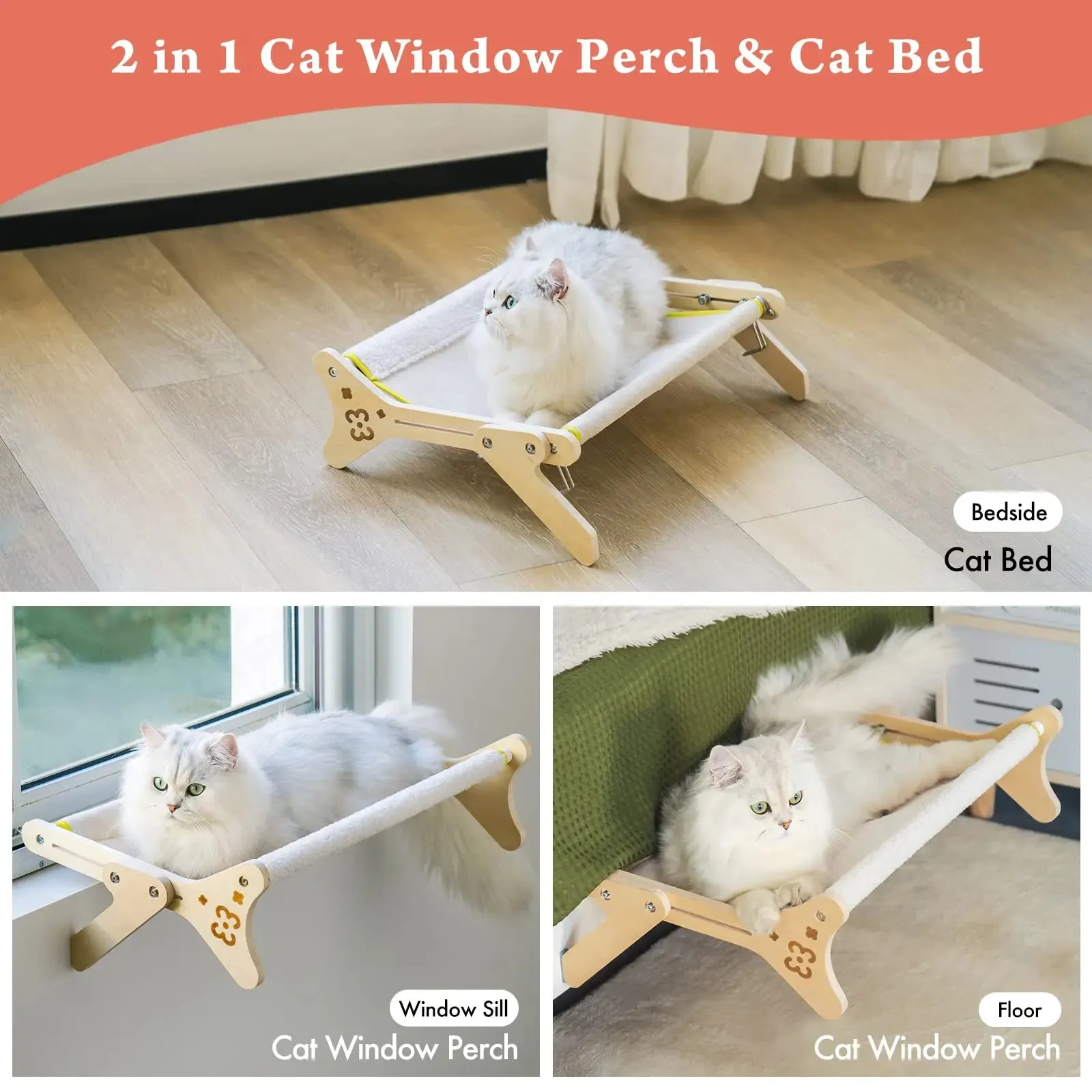 Mewoofun Adjustable Cat Window Perch