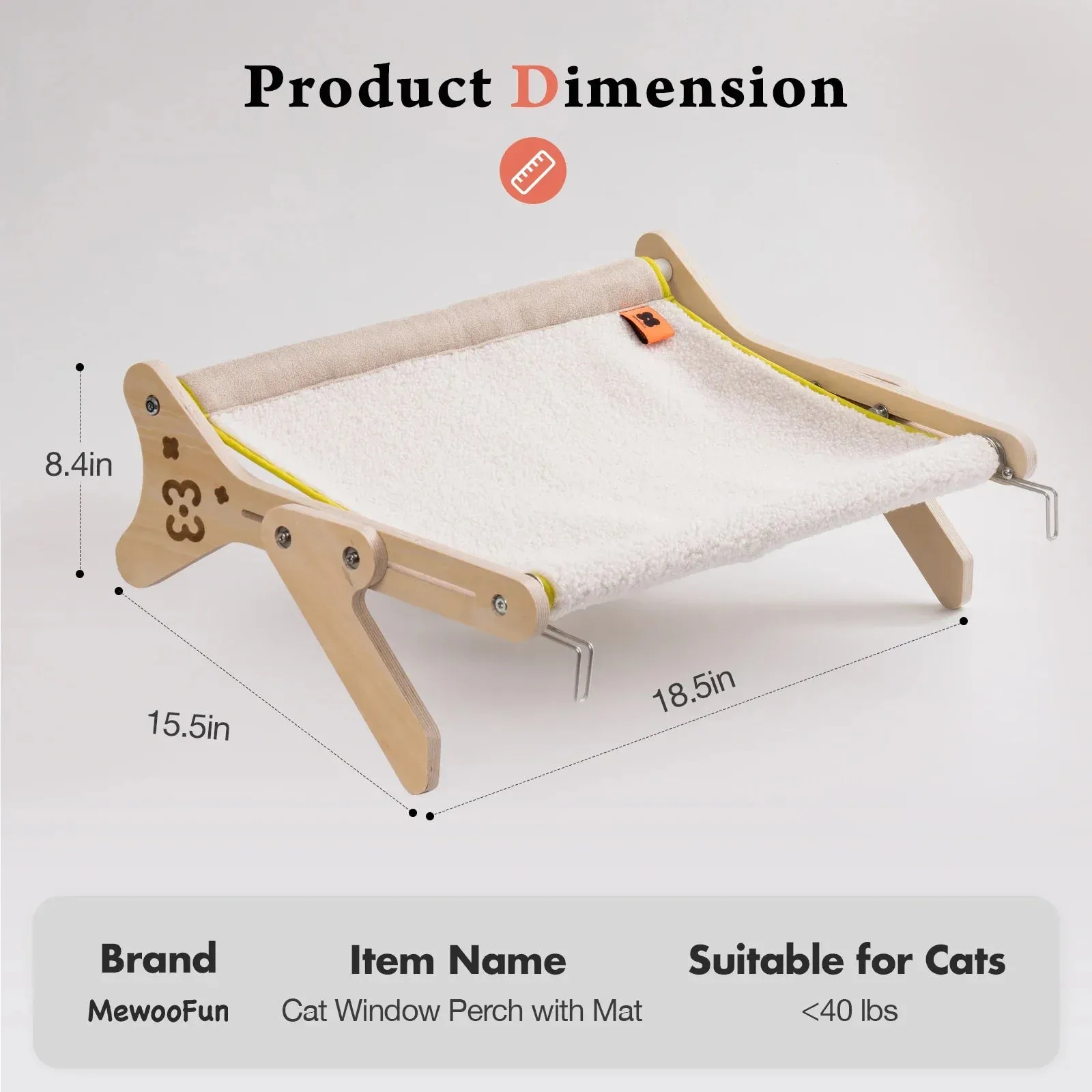 Mewoofun Adjustable Cat Window Perch