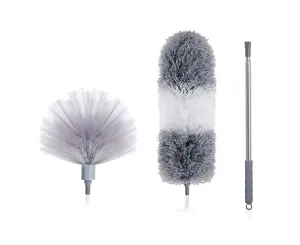 Microfiber Feather Duster and Cobweb Duster Set Bendable Washable Cleaning Dusters
