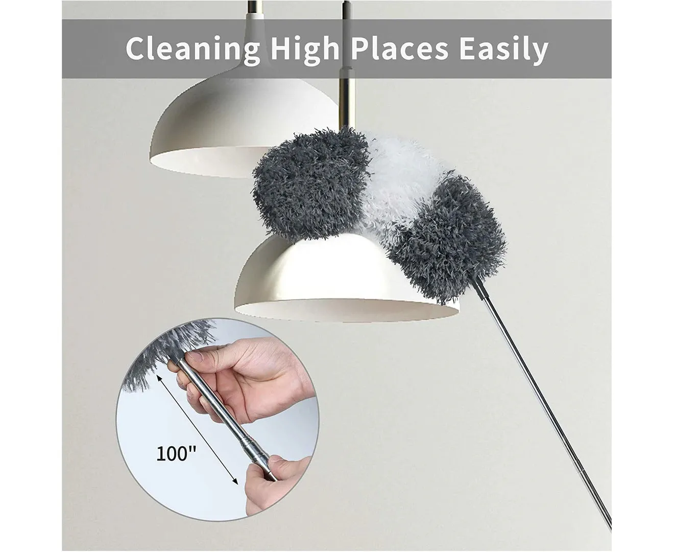 Microfiber Feather Duster and Cobweb Duster Set Bendable Washable Cleaning Dusters