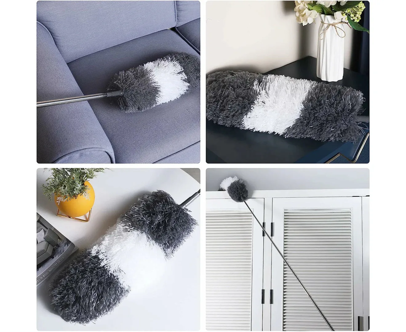 Microfiber Feather Duster and Cobweb Duster Set Bendable Washable Cleaning Dusters