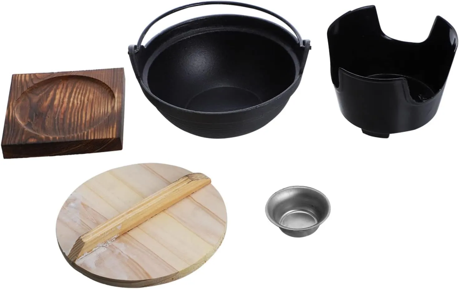 Mikinona 1Set Multifunctional Cast Hot Pot with Stove and Support Plate Non Stick Cooking Pot for Outdoor Camping Picnics and Gatherings and Portable Design