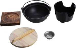 Mikinona 1Set Multifunctional Cast Hot Pot with Stove and Support Plate Non Stick Cooking Pot for Outdoor Camping Picnics and Gatherings and Portable Design