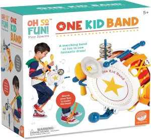 MindWare Oh So Fun! One Kid Band Musical Instruments for Kids - Gift for 5 Year Olds and Up - Musical Instruments and Accessories Set Including Drum, Cymbals, Chimes, Maracas and Percussion Slide