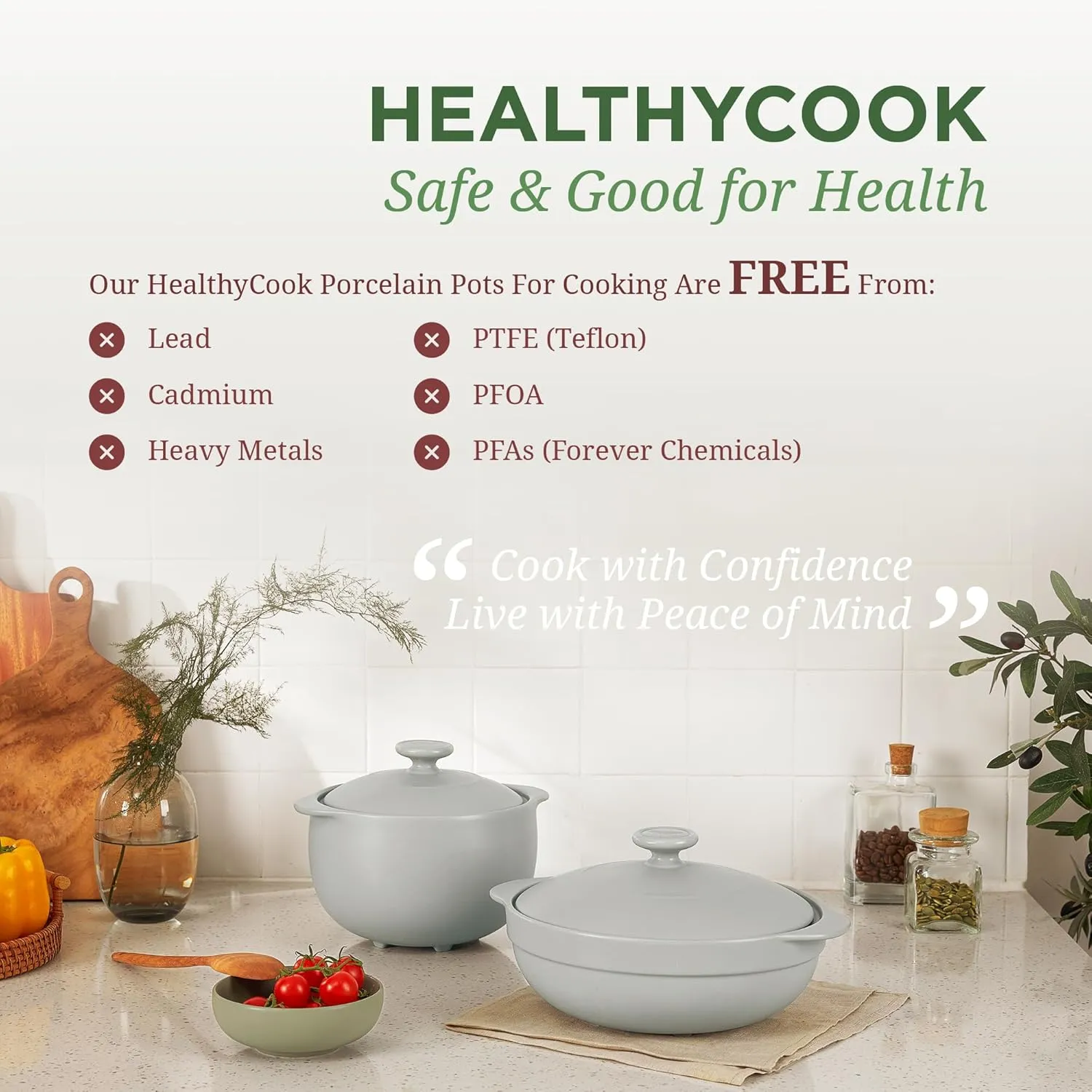 Minh Long 2qt Porcelain Dutch Oven, Ceramic Casserole Dish with Lid, Clay Pot for Cooking, Use to Marinate, Cook, Bake, Refrigerate & Serve, Ideal for Father's Day