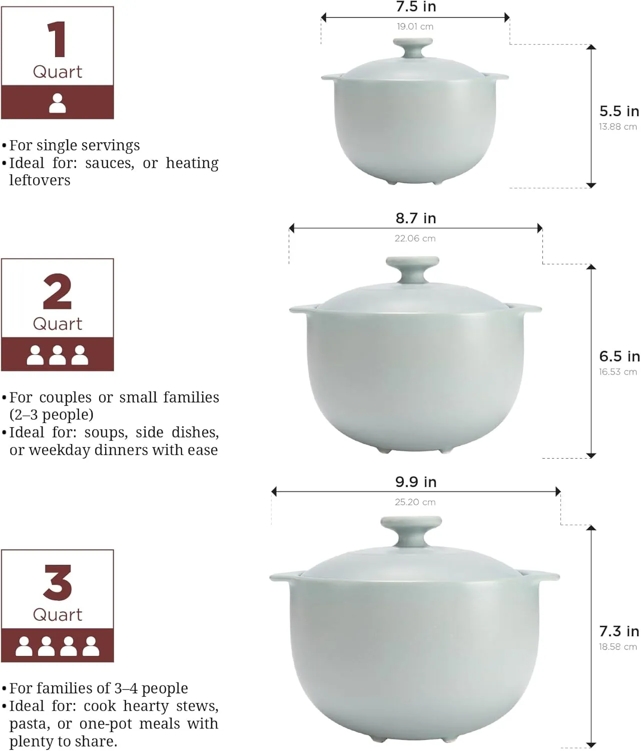 Minh Long 2qt Porcelain Dutch Oven, Ceramic Casserole Dish with Lid, Clay Pot for Cooking, Use to Marinate, Cook, Bake, Refrigerate & Serve, Ideal for Father's Day