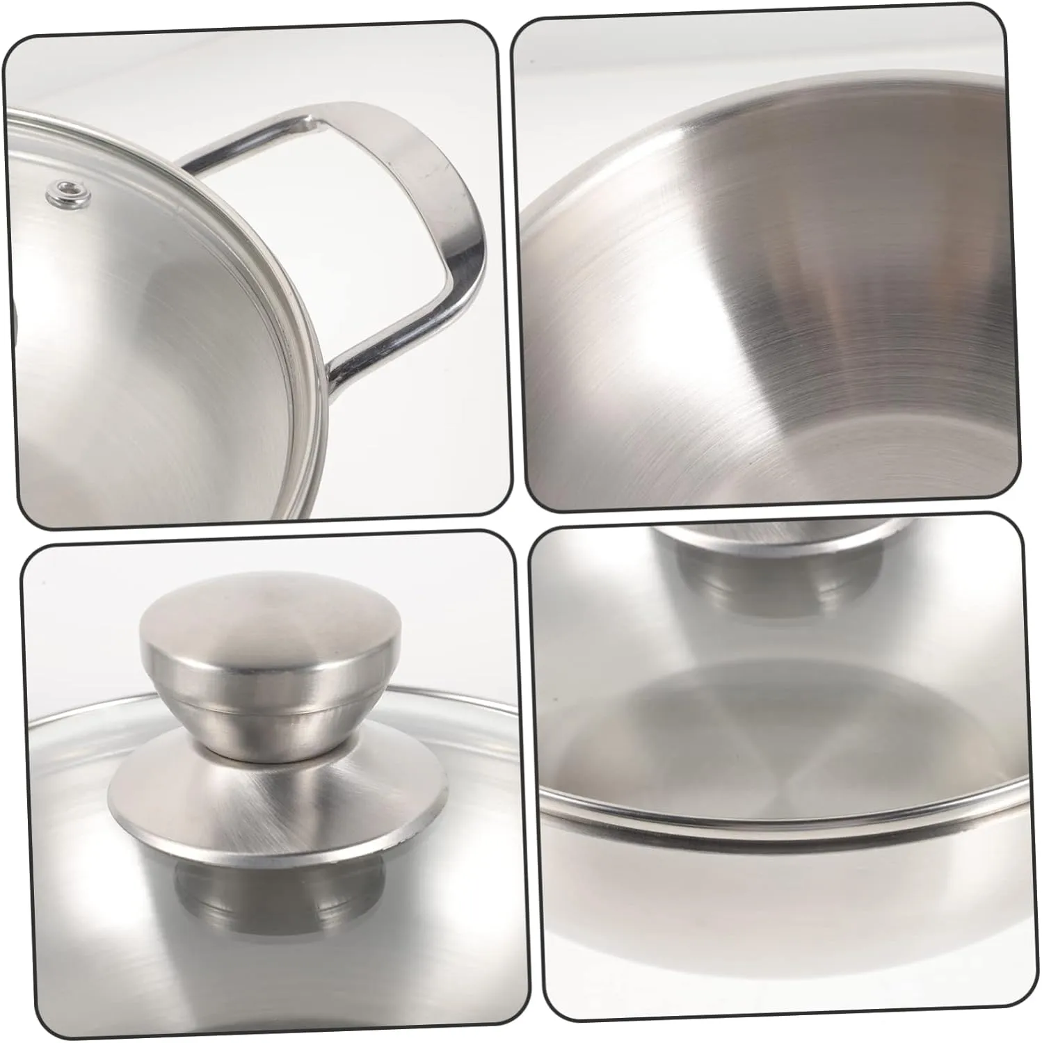 Mini Hot Pot Stainless Steel Wok Stainless Steel Saucepan Saute Pan with Lid Boiling Pot Stew Pot Ramyun Cooker Metal Wok Small Pots for Cooking Metal Cooking Pot Vegetable Bowl