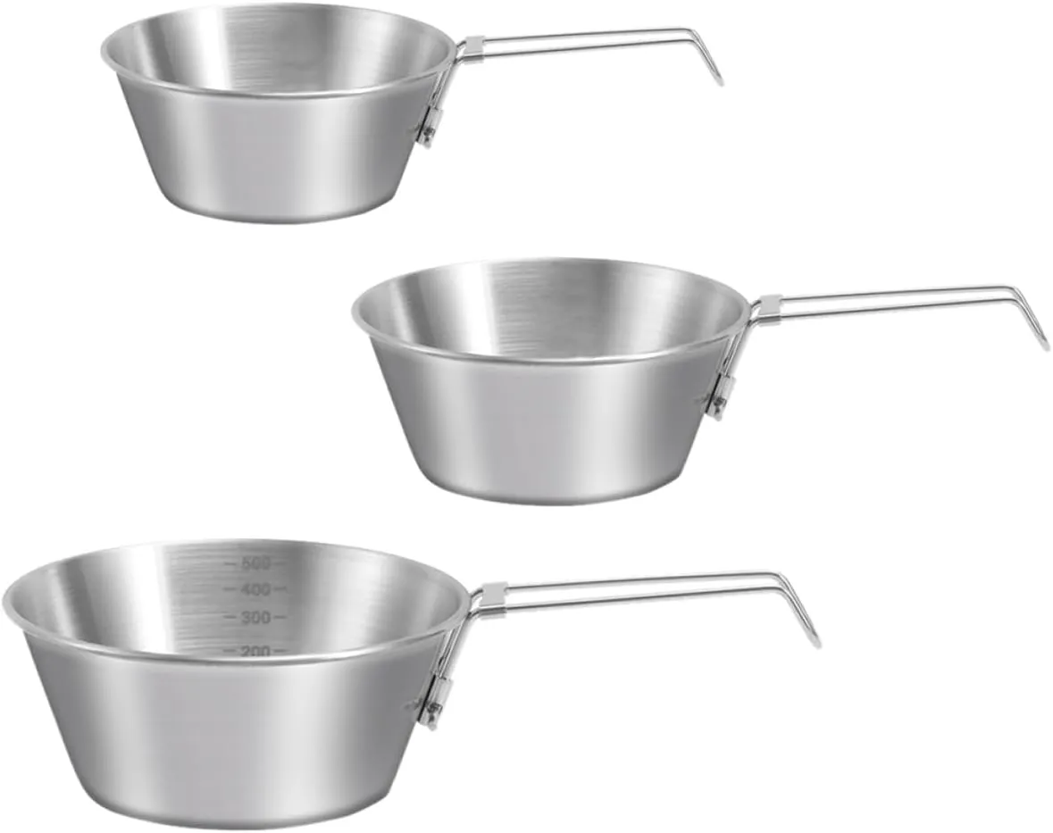 Mipcase 6pcs Foldable Stainless Steel Camping Bowls Outdoor Barbecue Cookware Lightweight Metal Mixing Bowls for Picnic Hiking Backpacking and Fishing