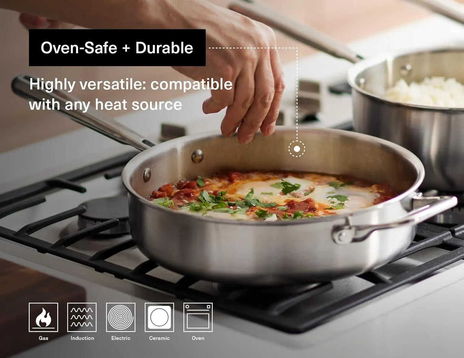 Misen 5-Ply Stainless Steel Cookware Set - Versatile, Dishwasher Safe - 5-Piece Set - 10" Skillet, 3 QT Saute Pan   Lid, 3 QT Saucier   Lid
