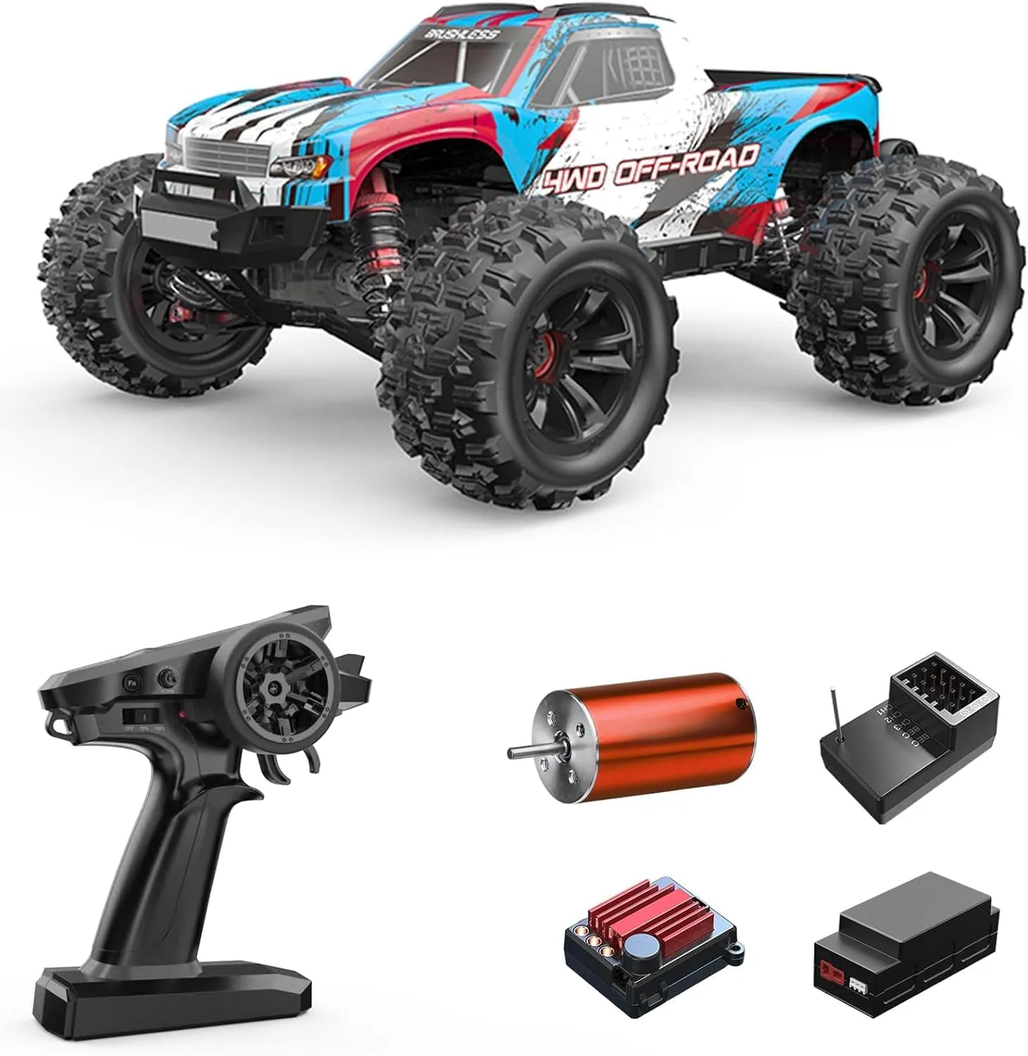 MJX Hyper Go 16208 1/16 RTR Brushless RC Cars, Top Speed 42mph 4x4 Hobby Electric Off Road Jump Remote Control Truck, Adult RC Monster All Terrain Remote Control Cars