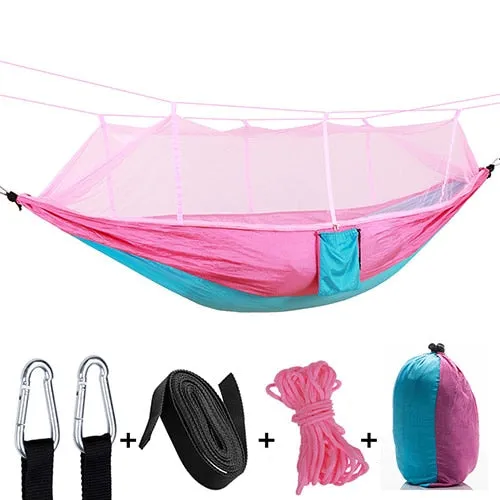 Mosquito Hammock Outdoor Hunting Bed with Same-day shipping Net High Person Sleeping Swing Easy returns Camping Parachute 1-2 Portable Fabric Strength Hanging