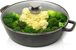 Moss & Stone 12 Inch Large Skillet With Lid, 5 Quart Saute Pan With Lid, Dishwasher & Oven Safe Skillet, Double Handled Nonstick Deep Frying Pan Non Toxic Coating, PFOA Free Induction Everyday Pans