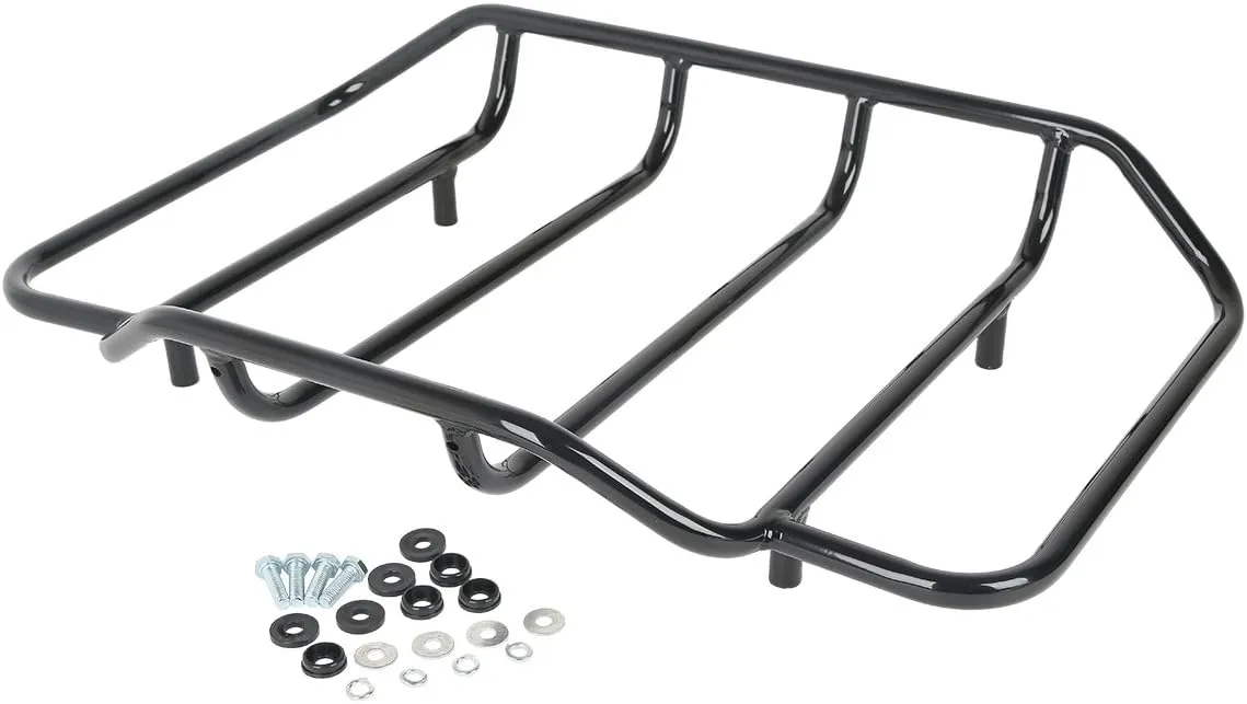 Motorcycle 10.7" Chopped Tour Pack, SLMOTO Vivid Black Chopped Pack Trunk Backrest Rack Fit for Harley Tour Pack Touring 2014-2025