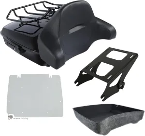 Motorcycle 10.7" Chopped Tour Pack, SLMOTO Vivid Black Chopped Pack Trunk Backrest Rack Fit for Harley Tour Pack Touring 2014-2025