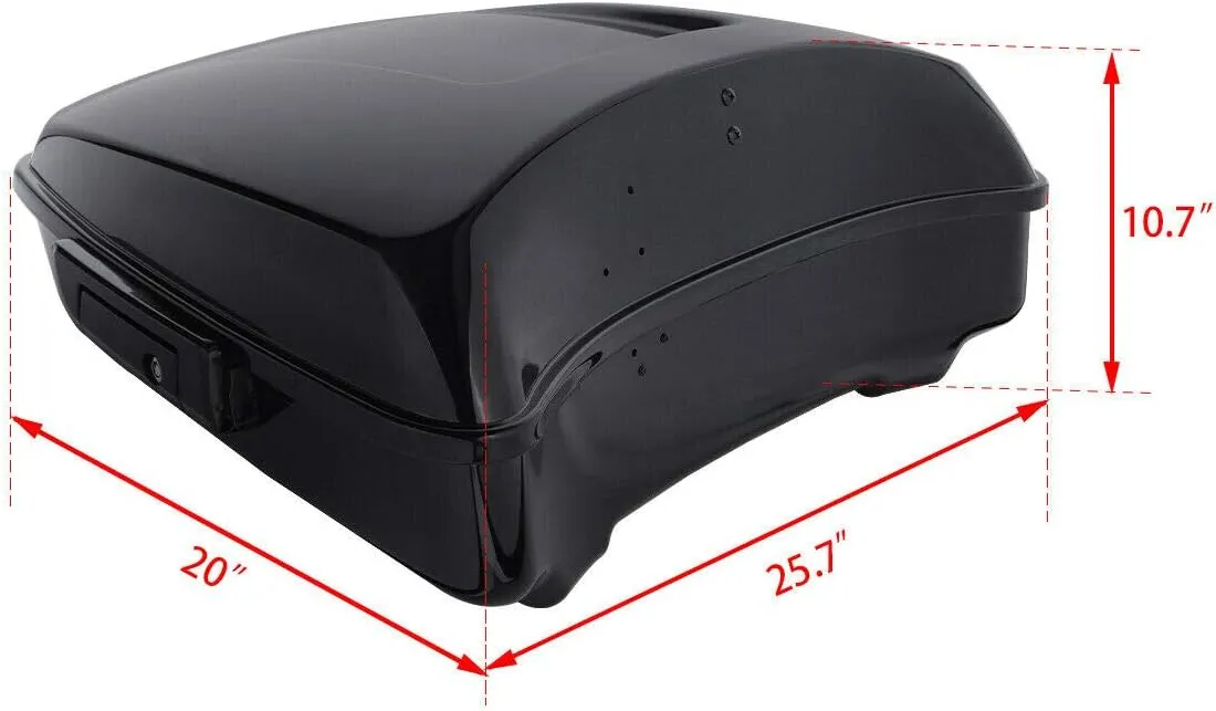 Motorcycle 10.7" Chopped Tour Pack, SLMOTO Vivid Black Chopped Pack Trunk Backrest Rack Fit for Harley Tour Pack Touring 2014-2025