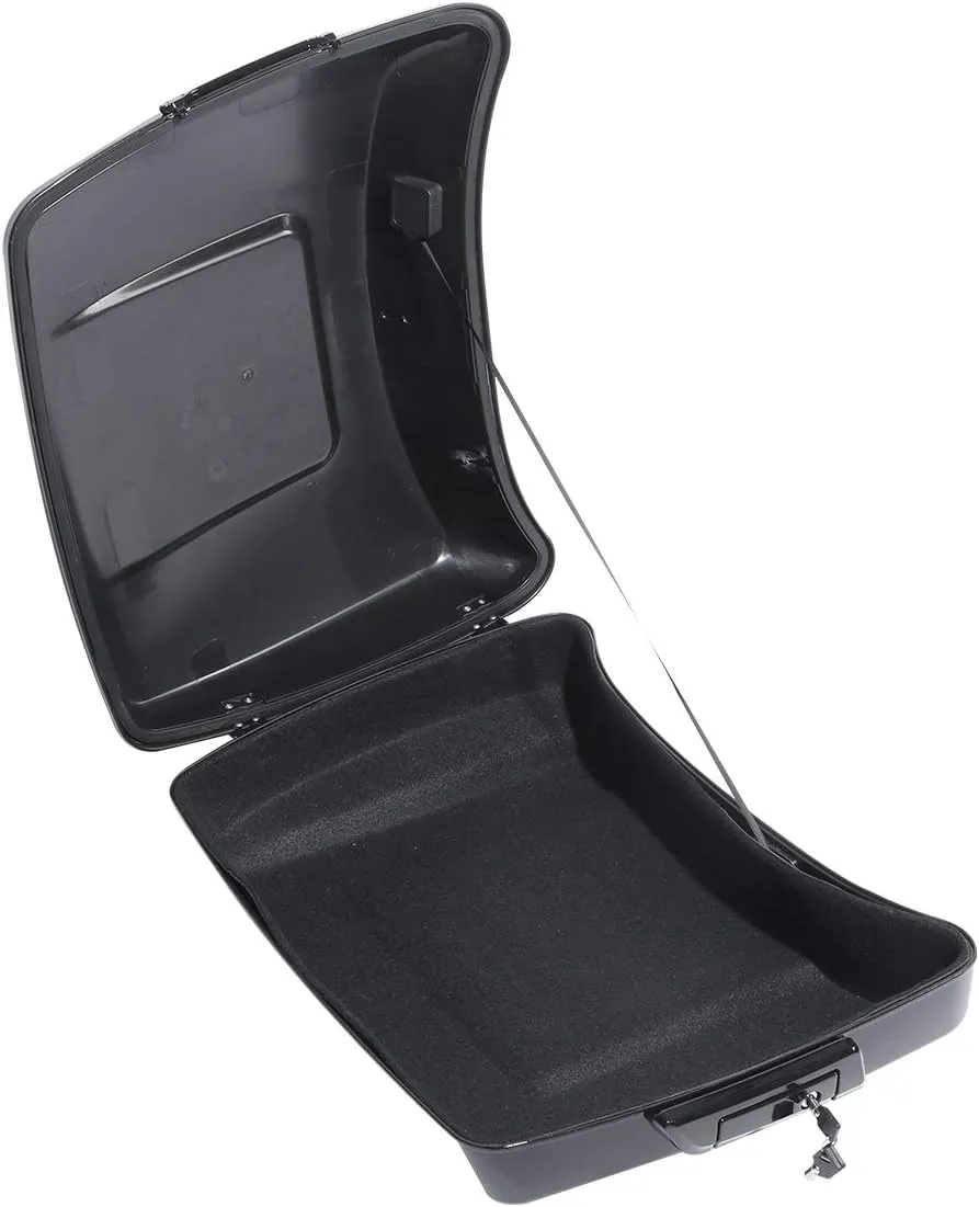 Motorcycle 10.7" Chopped Tour Pack, SLMOTO Vivid Black Chopped Pack Trunk Backrest Rack Fit for Harley Tour Pack Touring 2014-2025