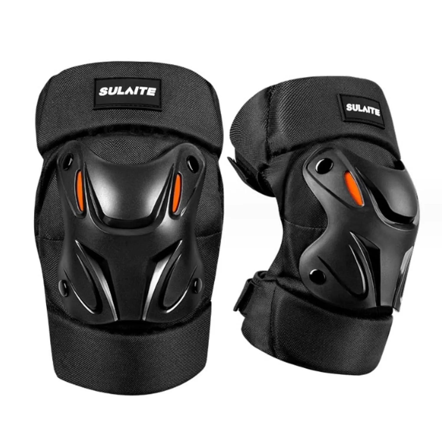 Motorcycle Knee Pads, Protective Knee Elbow Guards for Motorcycle Scooter Skateboard Cycling Riding Knee Arm Brace Gear, EVA Foam Adjustable Size with Hard Shell (Black Knee Pads)