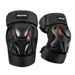 Motorcycle Knee Pads, Protective Knee Elbow Guards for Motorcycle Scooter Skateboard Cycling Riding Knee Arm Brace Gear, EVA Foam Adjustable Size with Hard Shell (Black Knee Pads)