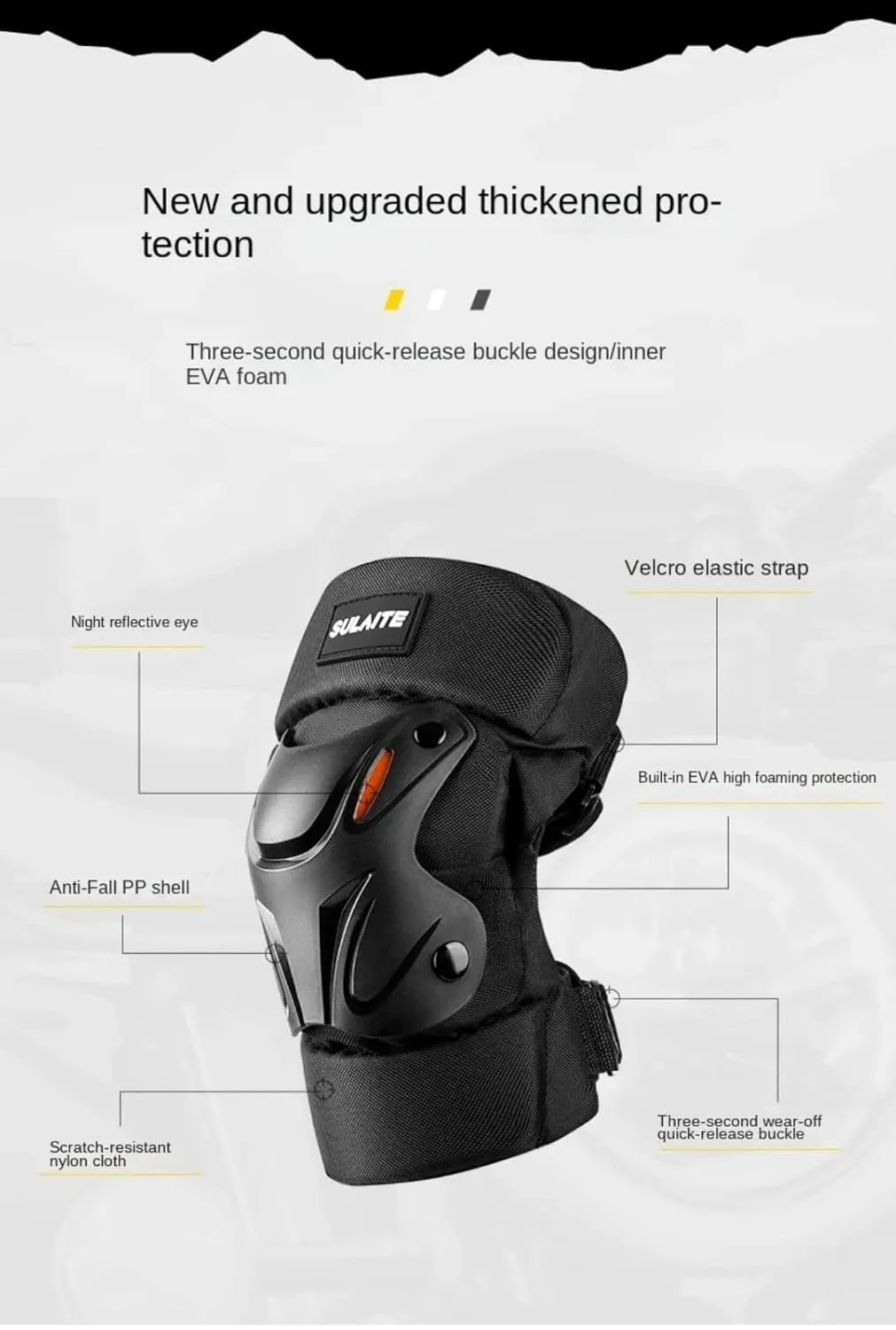 Motorcycle Knee Pads, Protective Knee Elbow Guards for Motorcycle Scooter Skateboard Cycling Riding Knee Arm Brace Gear, EVA Foam Adjustable Size with Hard Shell (Black Knee Pads)