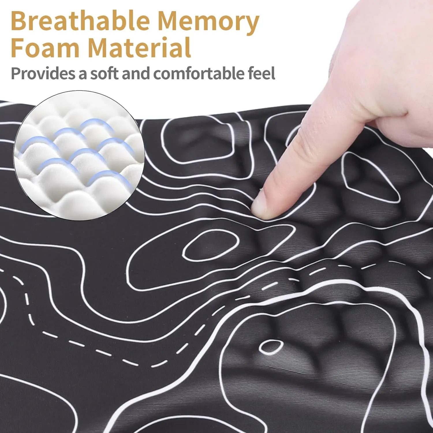Mouse Pad Wrist Support,Ergonomic Mouse Pad with Wrist Rest,Computer Mouse Pads Pain Relief Keyboard Wrist Rest with Coaster,Non-Slip Computer Gel Mouse Pad for Desk Laptop Office-Topographic Map